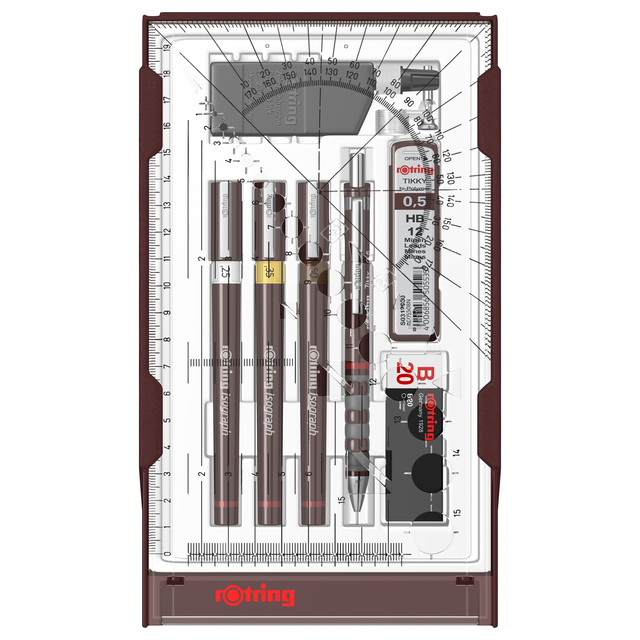 Tekenset rOtring Isograph college 0.25mm, 0.35mm en 0.5mm set à 3 stuks afbeelding
