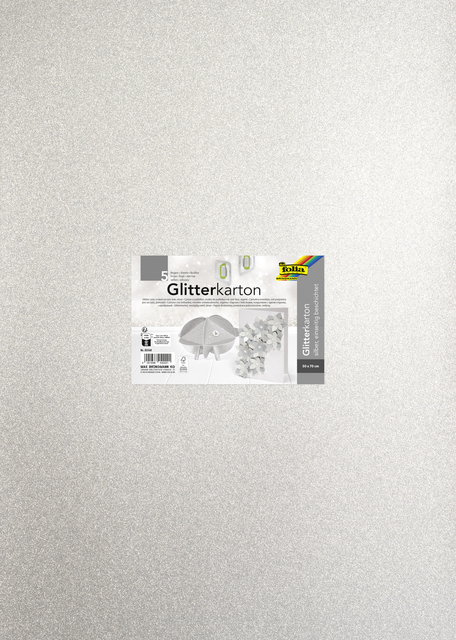 Glitterkarton Folia 50x70cm 300gr 5 vel zilver afbeelding