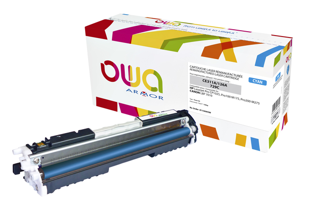 Tonercartridge OWA alternatief tbv HP CE311A blauw afbeelding