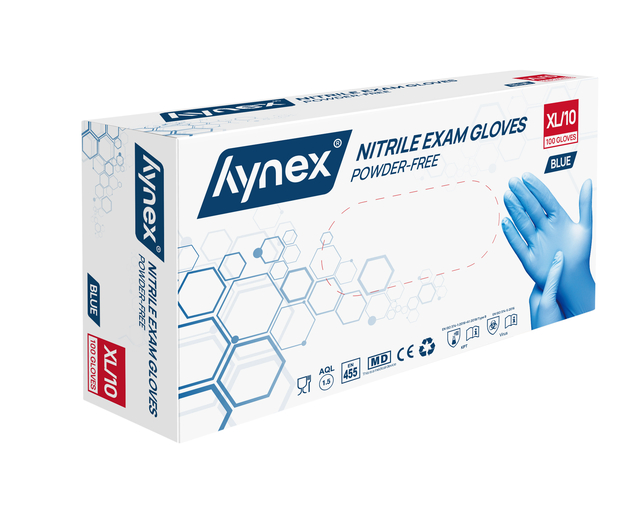 Handschoen Hynex XL nitril blauw pak à 100 stuks afbeelding