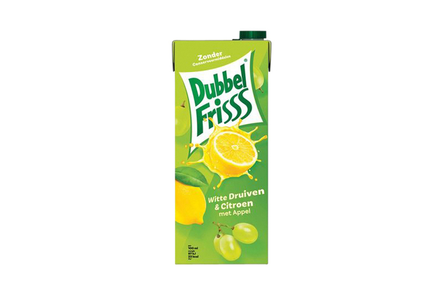 Fruitdrank DubbelFrisss witte druif citroen pak 1500ml afbeelding