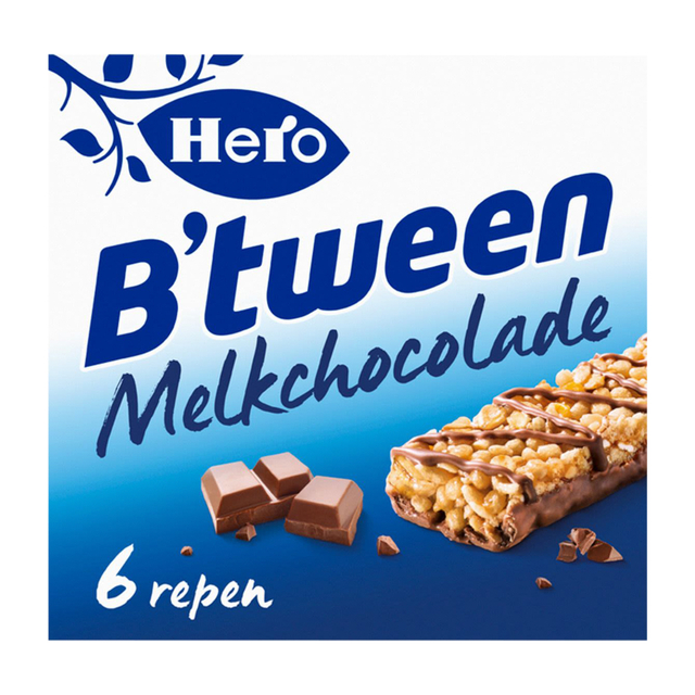 Tussendoortje Hero B&apos;tween melkchocolade 6pack reep 25gr afbeelding