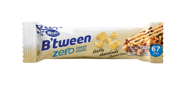 Tussendoortje Hero B&apos;tween witte chocolade zero 6pack reep 20gr afbeelding