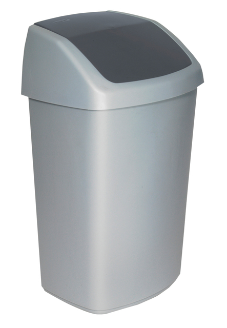 Afvalbak Curver Swing 50 liter zilver afbeelding