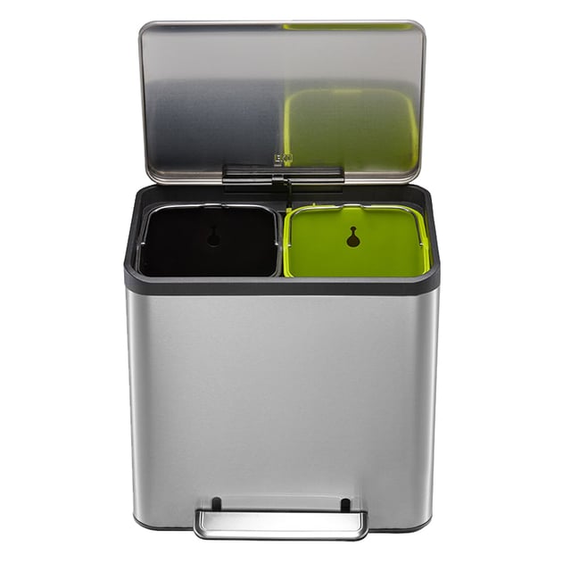 Afvalbak EKO EcoCasa Recycler pedaalemmer 15+15 liter RVS afbeelding