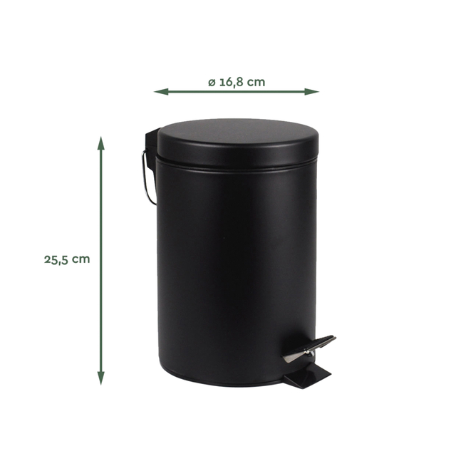 Afvalbak BRASQ pedaalemmer 3 liter zwart — Foto 2 van 2