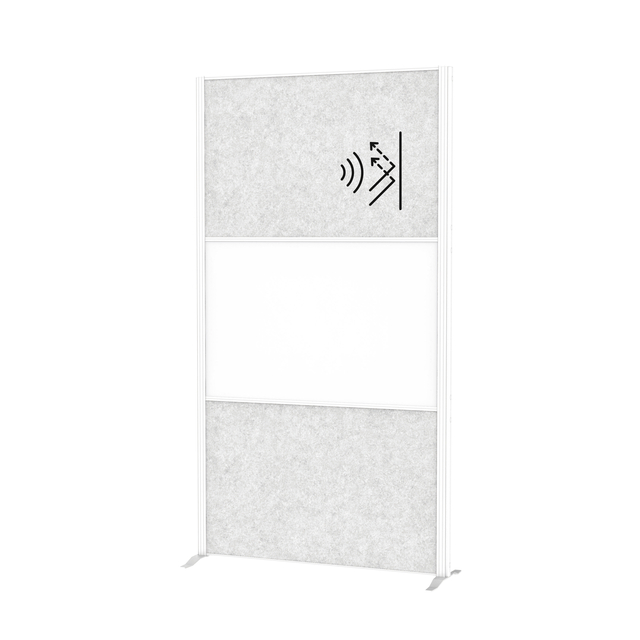 Scheidingswand MAUL akoestiek lichtgrijs/whiteboard voet afbeelding