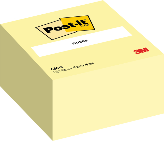 Memoblok 3M Post-it 636 76x76mm kubus geel 450 vel afbeelding