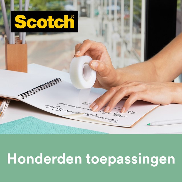 Nastro Adesivo Scotch Magic - 1 Rotolo 19mm X 10m, Trasparente, Opaco E Scrivibile, Per Casa E Ufficio - Foto 3