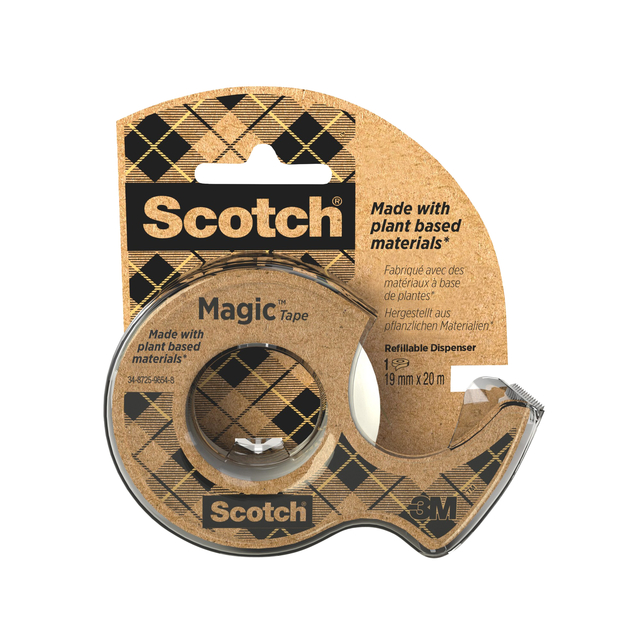 Plakband Scotch Magic 919 19mmx20m transparant + gerecyclede afroller afbeelding