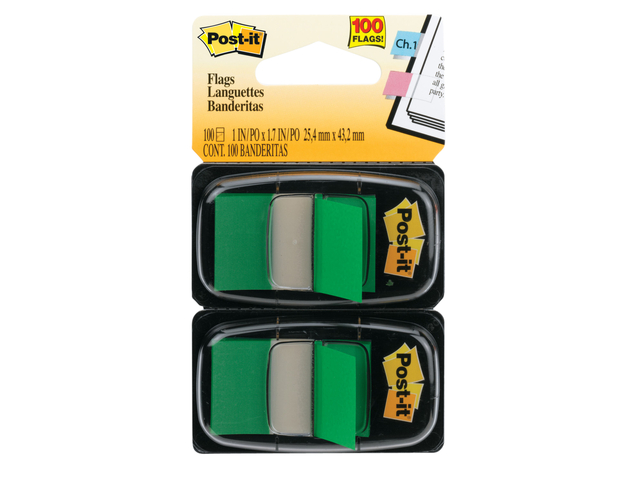 Indextabs 3M Post-it 680 25.4x43.2mm duopack groen 100 vel afbeelding