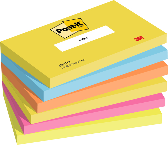 Memoblok 3M Post-it 655 76x127mm Energetic Colours 6 stuks afbeelding