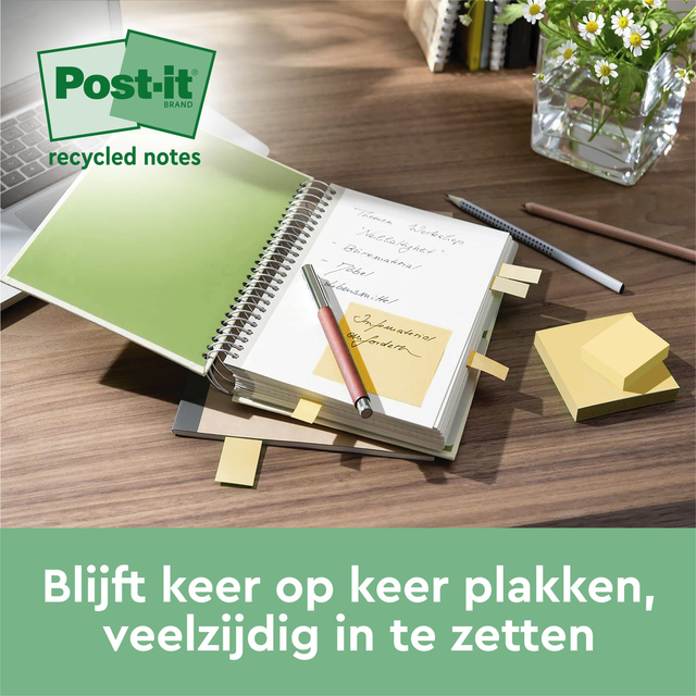 Memoblok 3M Post-it 654 76x76mm recycle geel 18 + 6 gratis — Foto 2 van 2