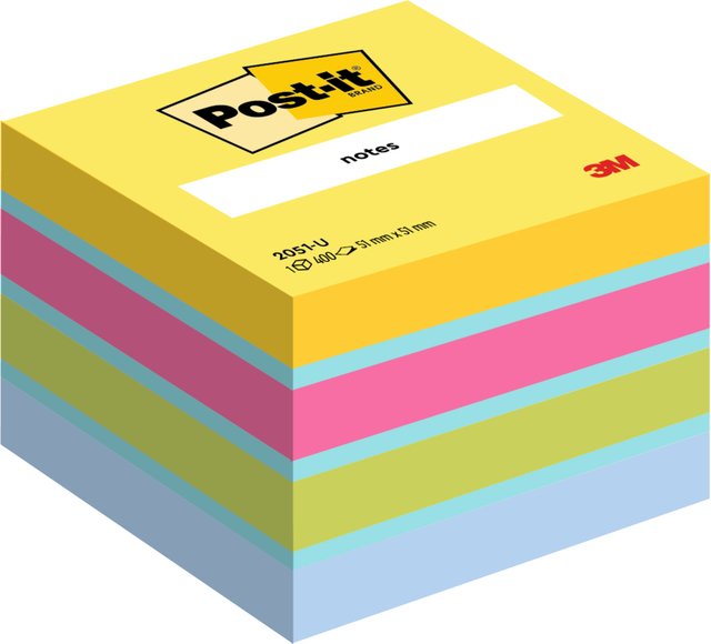 Memoblok 3M Post-it 2051 51x51mm assorti kleur 400 vel afbeelding