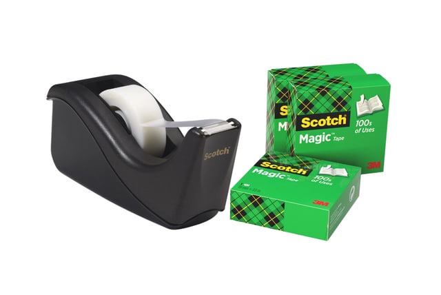 Plakbandhouder Scotch C60 zwart + 4 rollen Magic tape 19mmx33m 5 stuks afbeelding