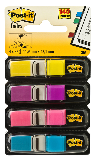Indextabs 3M Post-it 683 11.9x43.2mm 4 kleuren 140 stuks afbeelding
