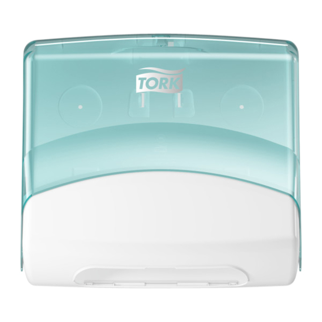 Reinigingsdoekdispenser Tork W4 Performance wandmontage wit/turqoise 654000 afbeelding