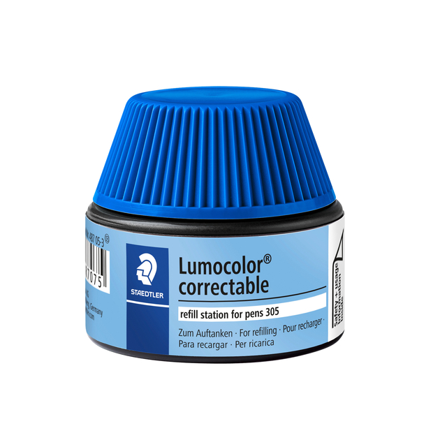 Viltstiftvulling Staedtler Lumocolor 305 non permanent correctable blauw afbeelding