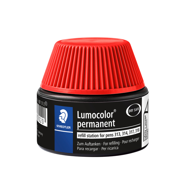 Viltstiftvulling Staedtler Lumocolor permanent 15ml rood afbeelding