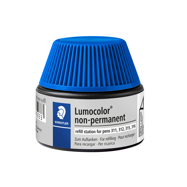 Viltstiftvulling Staedtler Lumocolor non-permanent 15ml blauw afbeelding