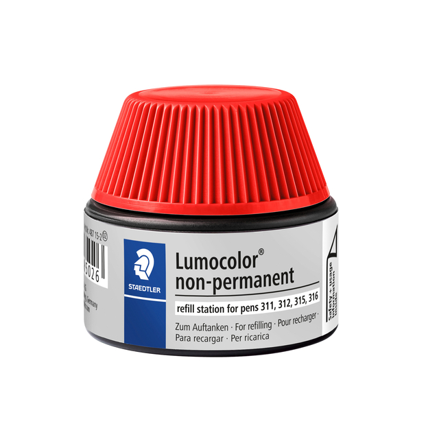 Viltstiftvulling Staedtler Lumocolor non-permanent 15ml rood afbeelding
