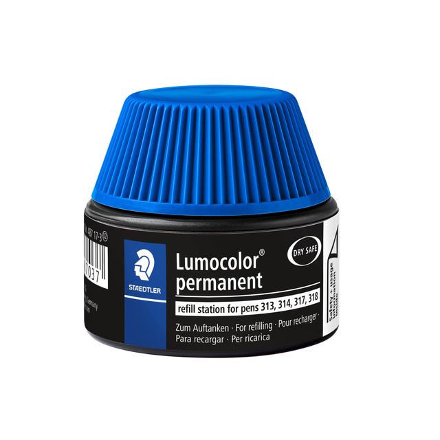 Viltstiftvulling Staedtler Lumocolor permanent 15ml blauw afbeelding