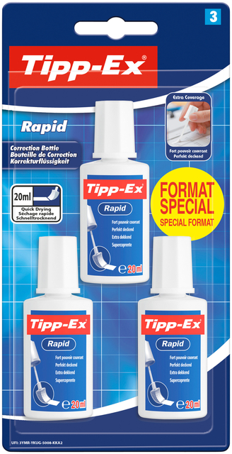 Correctievloeistof Tipp-ex Rapid 20ml blister à 3 stuks afbeelding