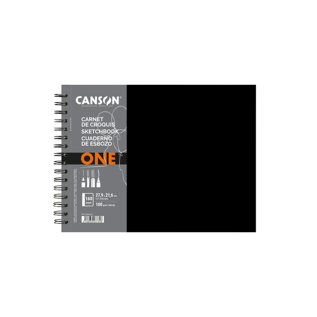 Tekenboek Canson One Art Book 80 witte vellen 100gr 279x216mm zwart afbeelding