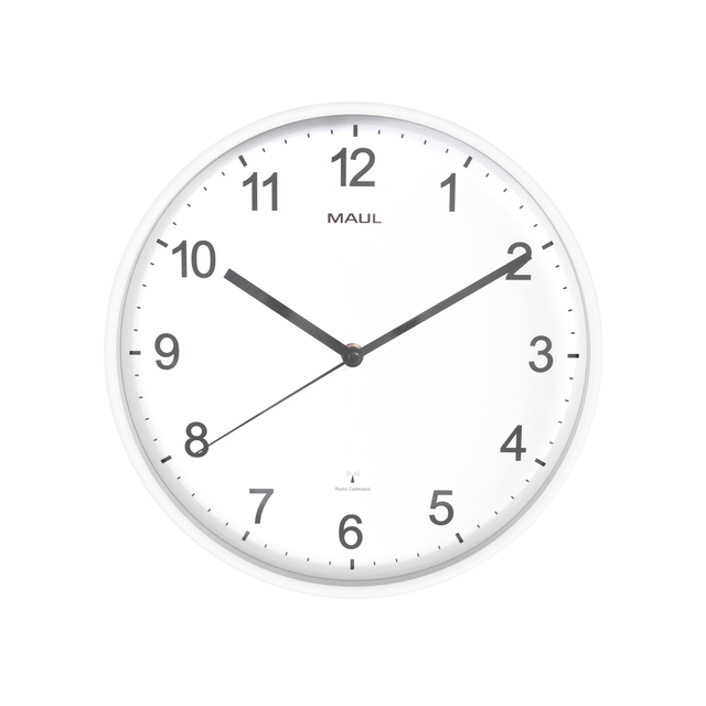 Wandklok MAUL Sprint RC Ø30x5cm kunststof wit/wit incl batterij afbeelding
