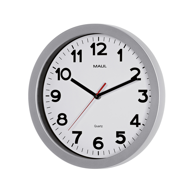 Wandklok MAUL Step Quartz Ø30x5cm kunststof zilver/wit stildraaiend — Foto 2 van 2