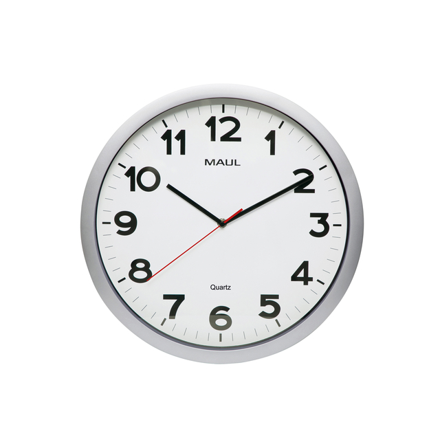 Wandklok MAUL Step Quartz Ø40x5cm kunststof zilver/wit stildraaiend afbeelding