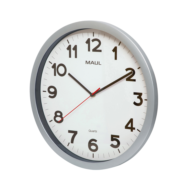 Wandklok MAUL Step Quartz Ø40x5cm kunststof zilver/wit stildraaiend — Foto 2 van 2