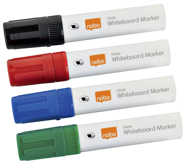 Whiteboardmarker Nobo Glide schuin assorti 10mm 4stuks afbeelding
