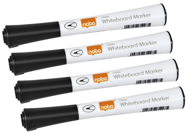 Whiteboardmarker Nobo Glide fijn zwart 1mm 4stuks afbeelding