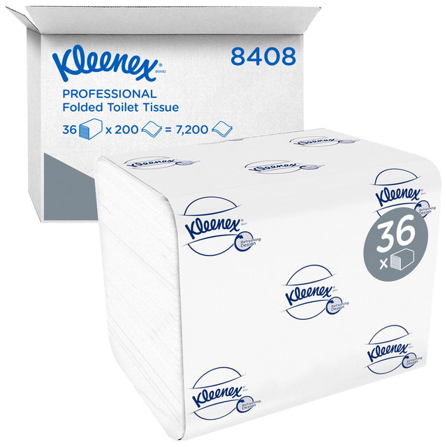 Toiletpapier Kleenex gevouwen 2-laags 110x186mm wit 8408 afbeelding