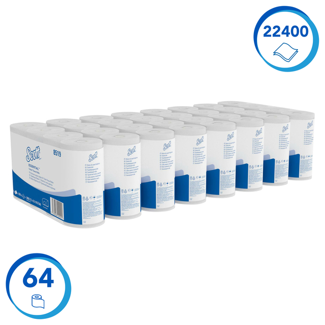 Toiletpapier Scott Essential 2-laags 350 vel wit 8519 — Foto 2 van 2