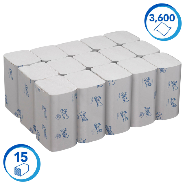 Handdoek Scott Essential i-vouw 1-laags 200x318mm 15x240 vel wit 6669 — Foto 2 van 2