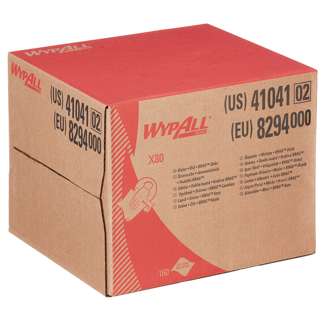 Poetsdoek WypAll X80 PowerClean 28,2x42,70cm 160 vel draagdoos blauw 8294 — Foto 2 van 2