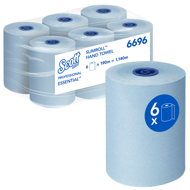 Handdoekrol Scott Essential Slimroll 1-laags 190m blauw 6696 afbeelding