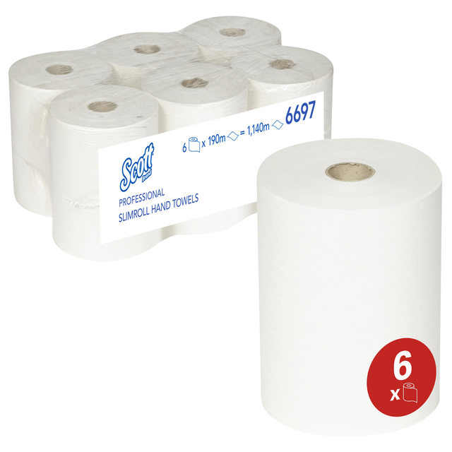 Handdoekrol Scott Slimroll 1-laags 190m wit 6697 afbeelding