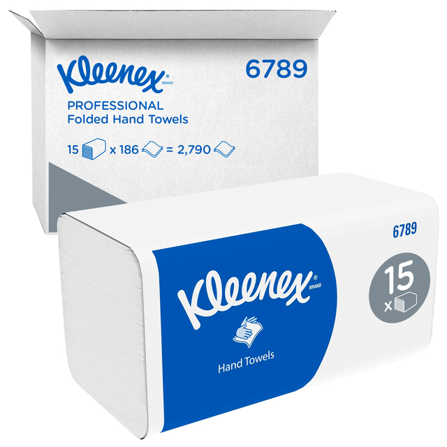 Handdoek Kleenex i-vouw 2-laags 215x212mm 15x186 vel wit 6789 afbeelding