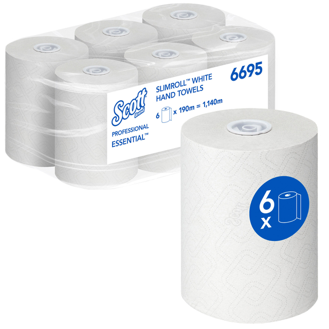 Handdoekrol Scott Essential Slimroll 1-laags 190m wit 6695 afbeelding