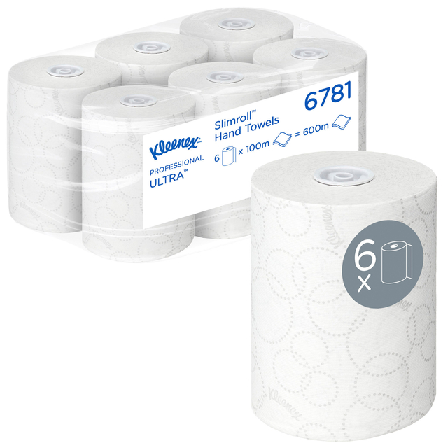 Handdoekrol Kleenex Ultra Slimroll 2-laags 100m wit 6781 afbeelding