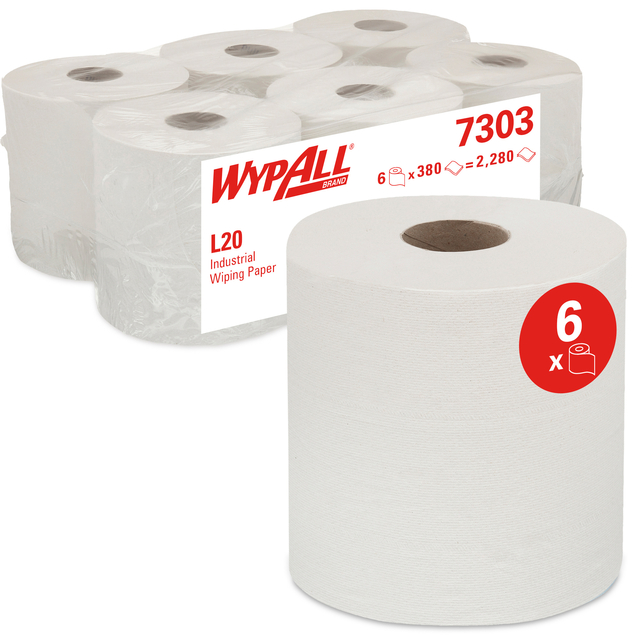 Poetspapier WypAll L20 2-laags 380 vel wit 7303 afbeelding