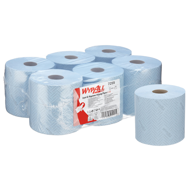 Poetspapier WypAll L10 1-laags 800 vel blauw 7255 afbeelding