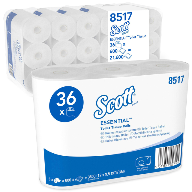 Toiletpapier Scott Essential 2-laags 600 vel wit 8517 afbeelding