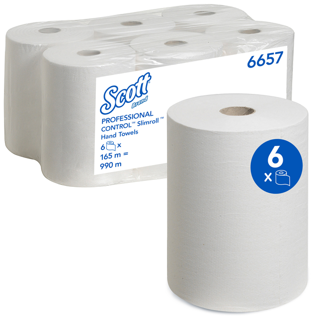 Handdoekrol Scott Control Slimroll 1-laags 165m wit 6657 afbeelding