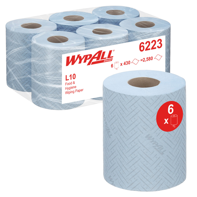 Poetspapier WypAll L10 1-laags 430 vel blauw 6223 afbeelding