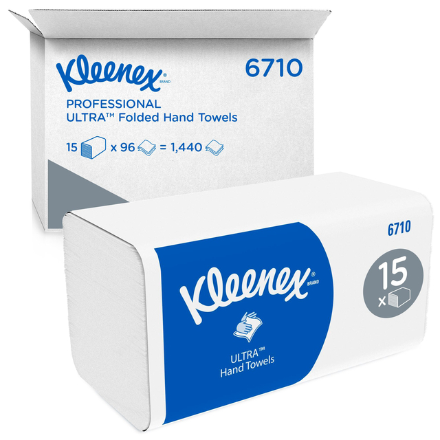 Handdoek Kleenex Ultra i-vouw 3-laags 215x318mm 15x96 vel wit 6710 afbeelding