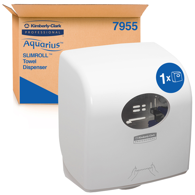 Handdoekroldispenser Kimberly Clark Aquarius Slimroll wit 7955 afbeelding